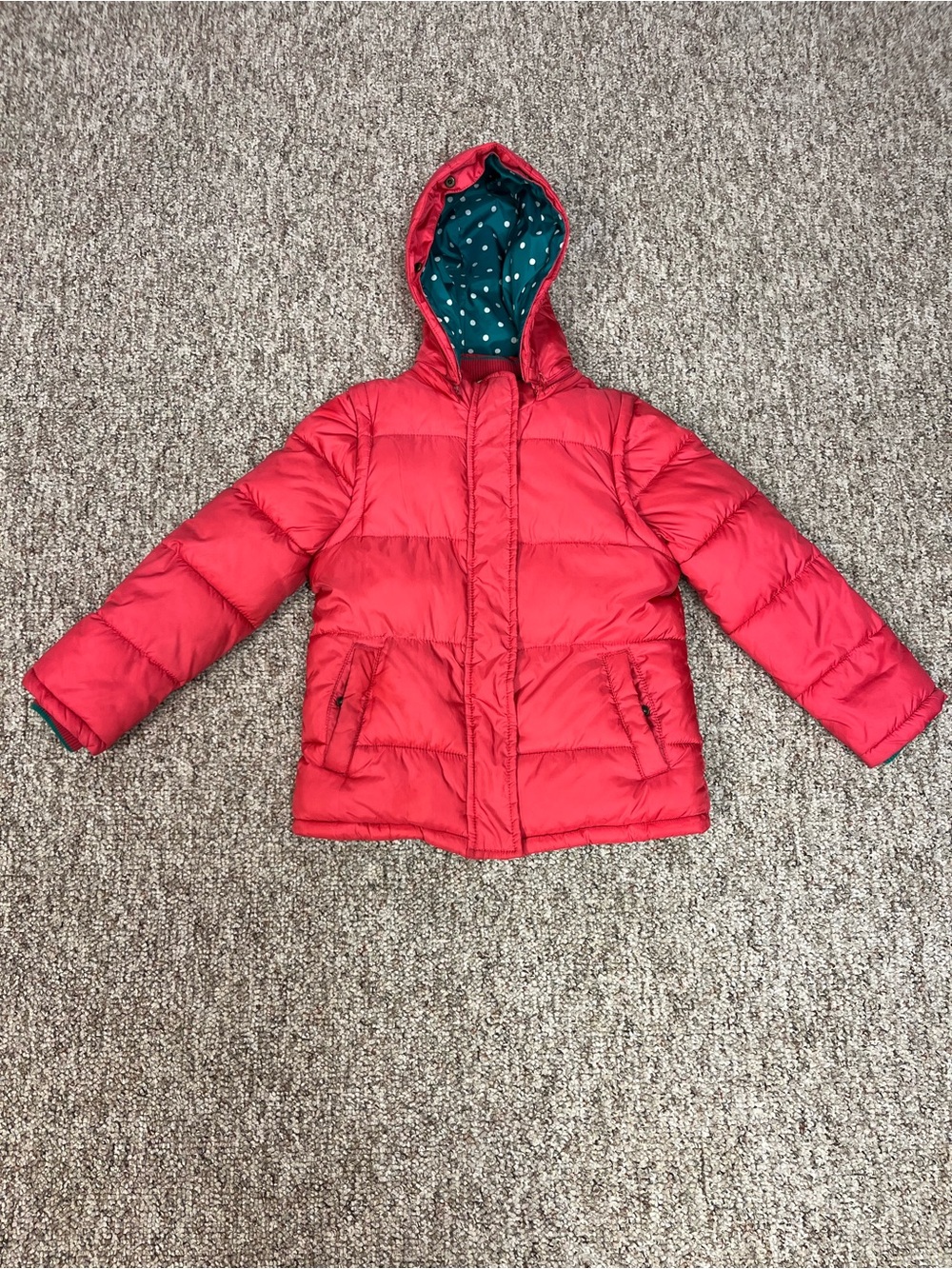 Mini Boden Kids 2-in-1 Convertible Puffer Jacket / Vest - Pink/Red - Size 9-10Y